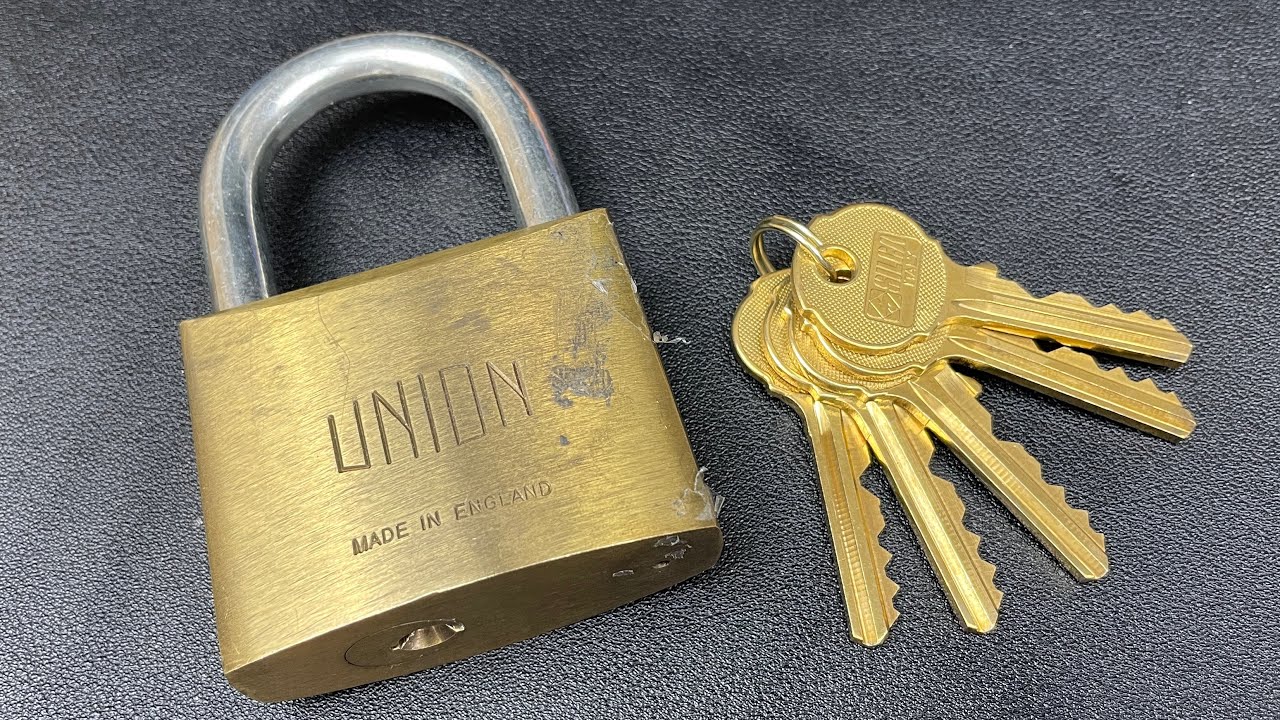 A huge 65mm Brass Bodied Union Padlock picked